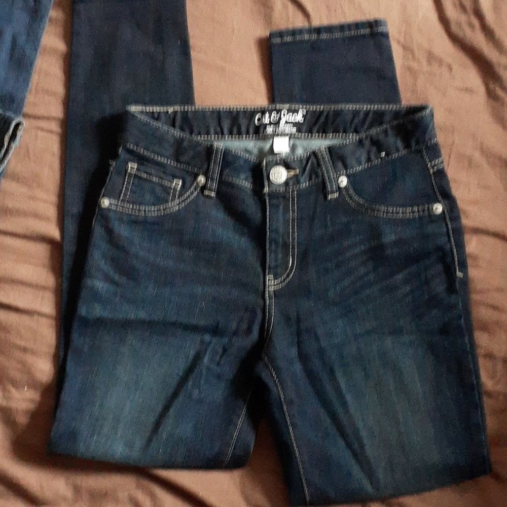 cat and jack jeans girls 14 denim blue pants dark wash skinny